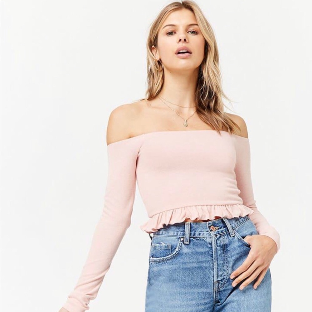 Off-the-shoulder Ruffles Crop-Top from Forever 21